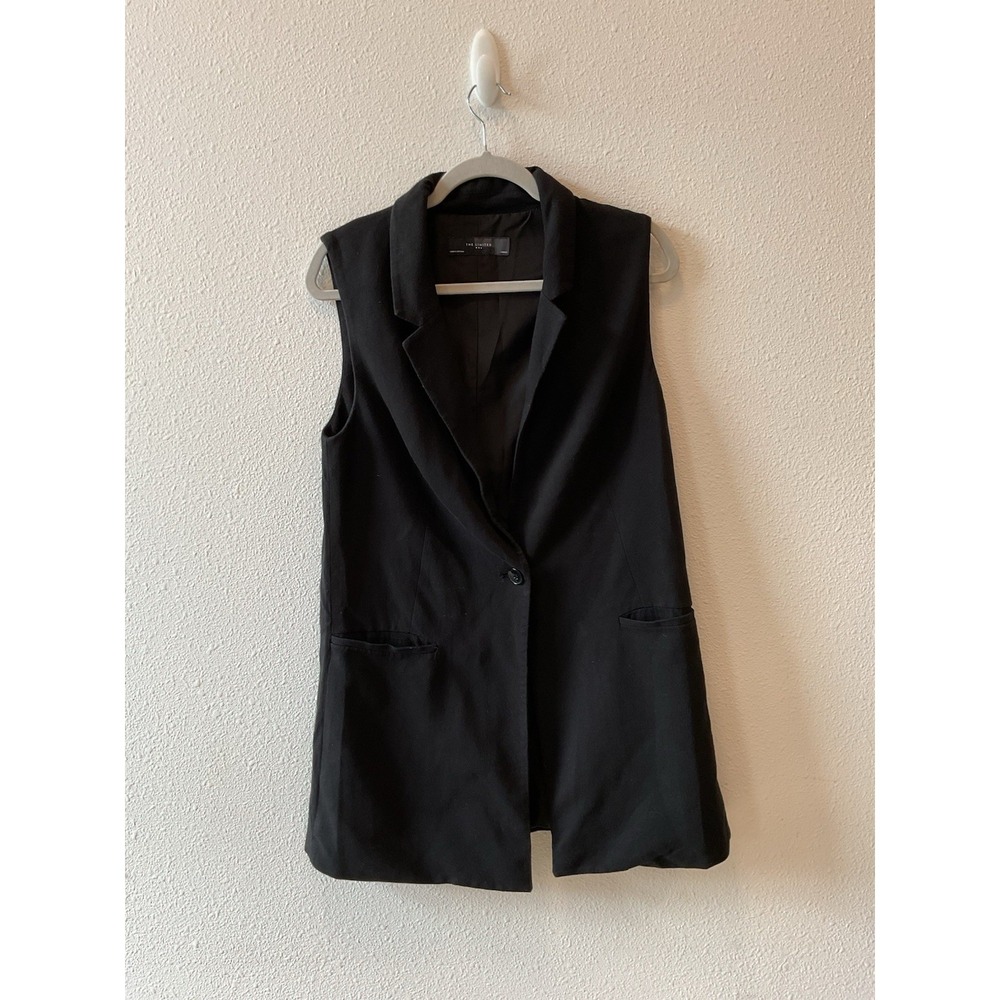 The Limited Long Vest Black Women's Size Medium Button